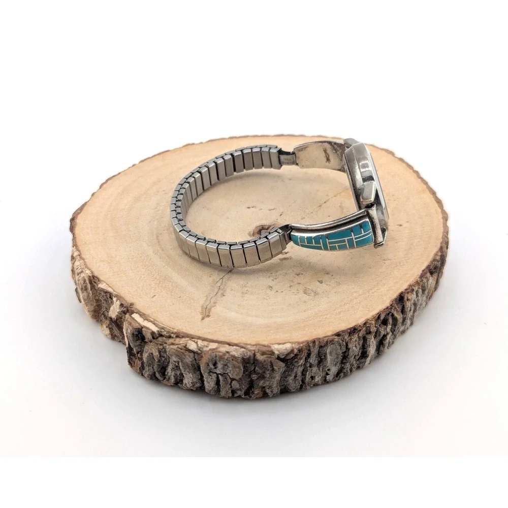 Handcrfafted Vintage Turquoise Inlay Stretch Band‎ Watch Southwest Accessory ***